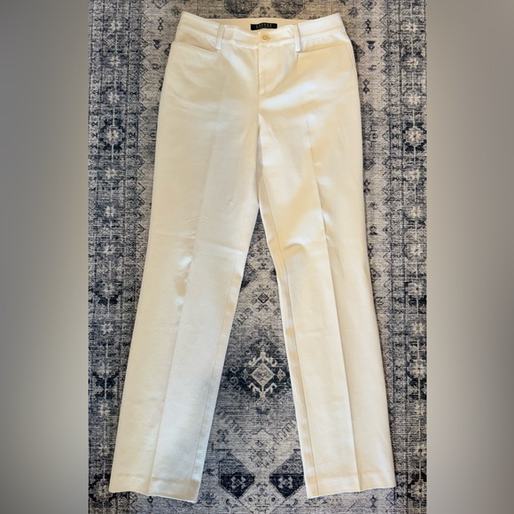 RALPH LAUREN | STRETCH PANTS | SLACKS | STRAIGHT LEG | OFF-WHITE | SIZE 2 - Picture 2 of 11